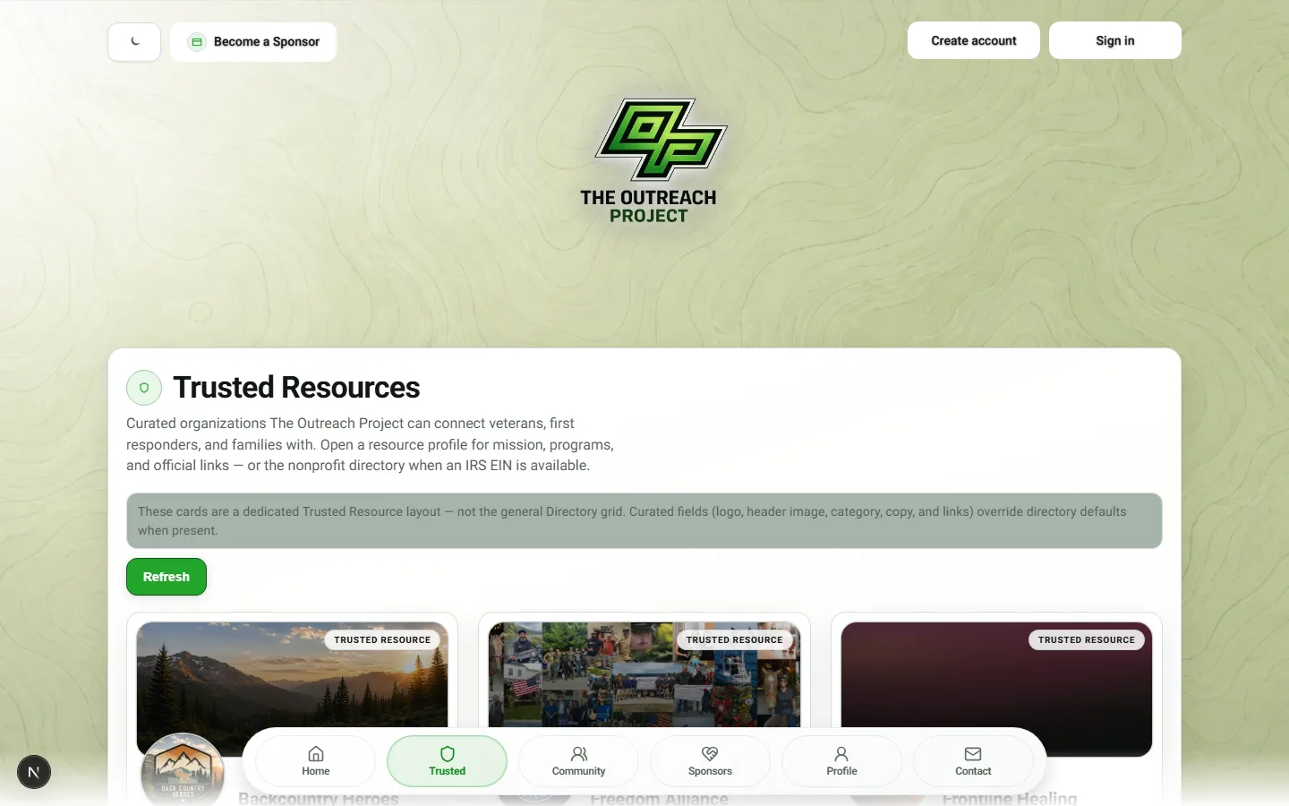 Directory of trusted resource organizations.